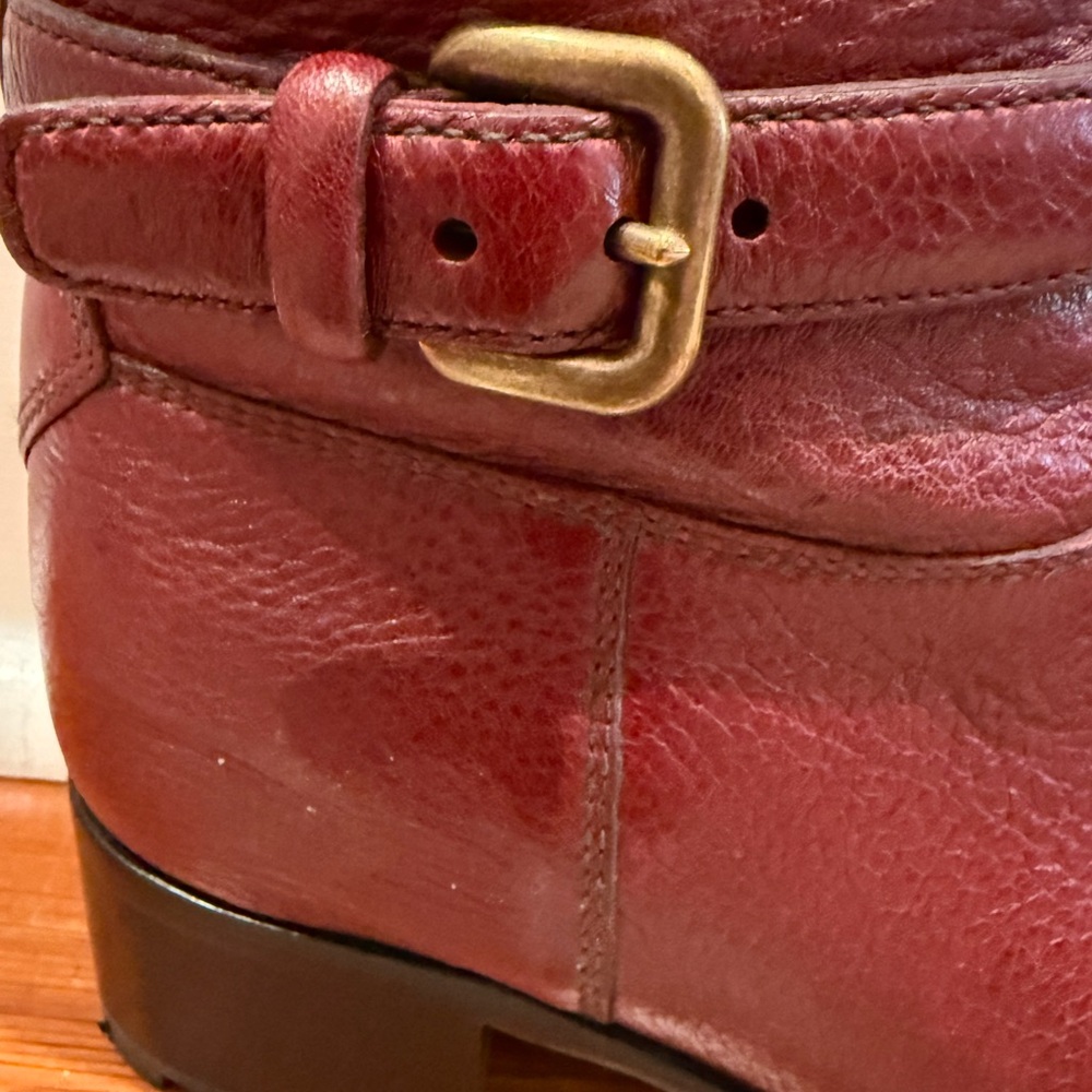 Prada Red Combat Moto Boots with Buckle Straps - Picture 6 of 7